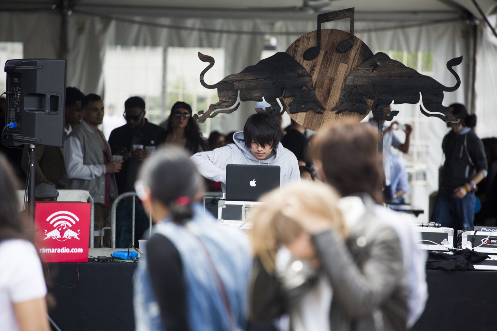 Emufucka performing at an outdoor Red Bull Music Academy radio stage in New York