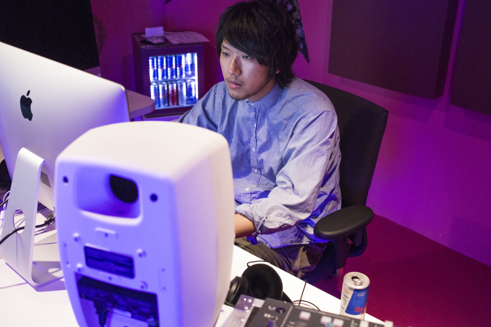 Emufucka working at a studio workstation during Red Bull Music Academy New York 2013